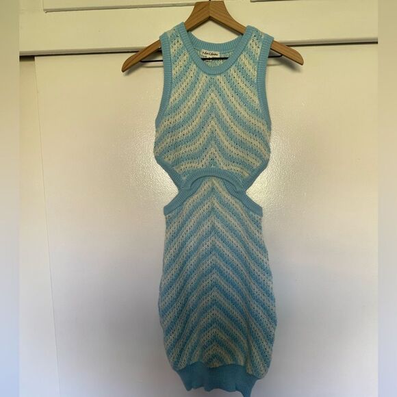 NWT For Love And Lemons Corinna Blue Sleeveless Knit Crochet Bodycon Dress Small - Picture 5 of 10